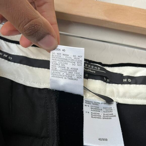 Weekend MaxMara Black Velvet Wide Leg High Waist Trouser Pants Size 6 - Picture 8 of 10